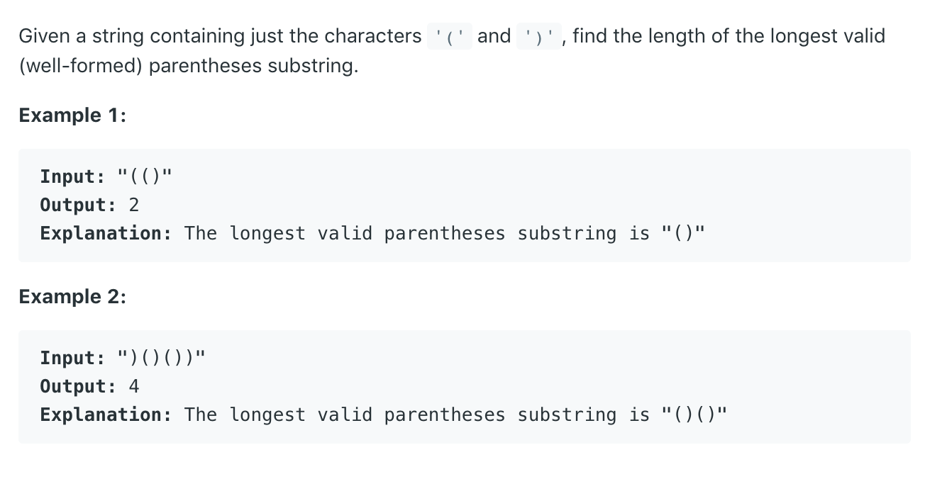 Longest Valid Parentheses