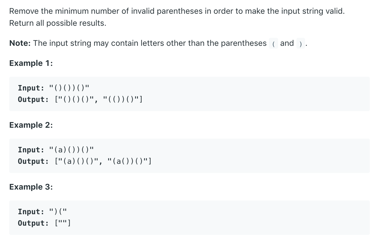Remove Invalid Parentheses
